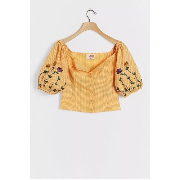 NWT Anthropologie Amabella Embroidered Tangerine Blouse medium - Picture 8 of 8